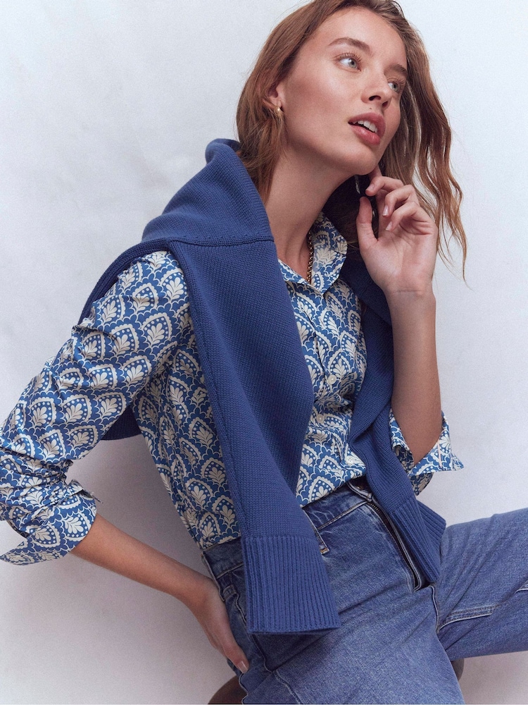 Boden Blue Sienna Cotton Shirt - Image 1 of 6