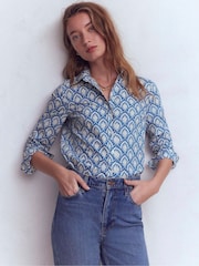 Boden Blue Sienna Cotton Shirt - Image 4 of 6