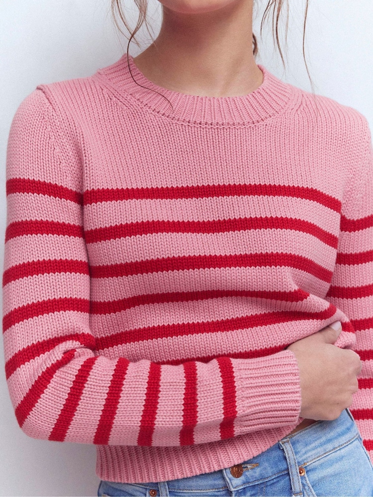 Boden Pink Lucy Chunky Cotton Jumper - Image 2 of 6