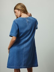 Mid Blue Lightweight Denim T-Shirt Mini Dress - Image 4 of 7