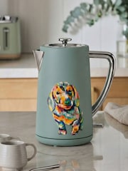 Teal Blue Bronx Wood Effect Kettle - Image 1 of 2