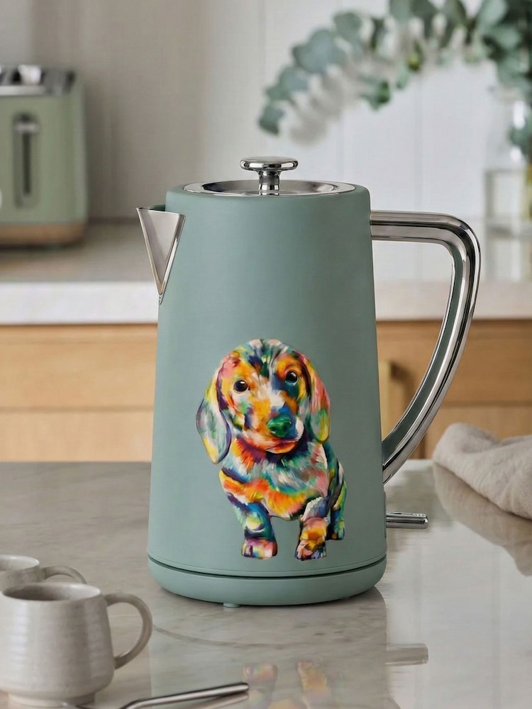 Teal Blue Bronx Wood Effect Kettle - Image 1 of 2 Teal Blue Bronx Wood Effect Kettle - Image 1 of 2