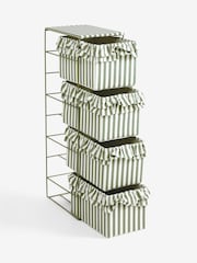 Sage Green Stripe Frill Storage Drawers - Image 5 of 5
