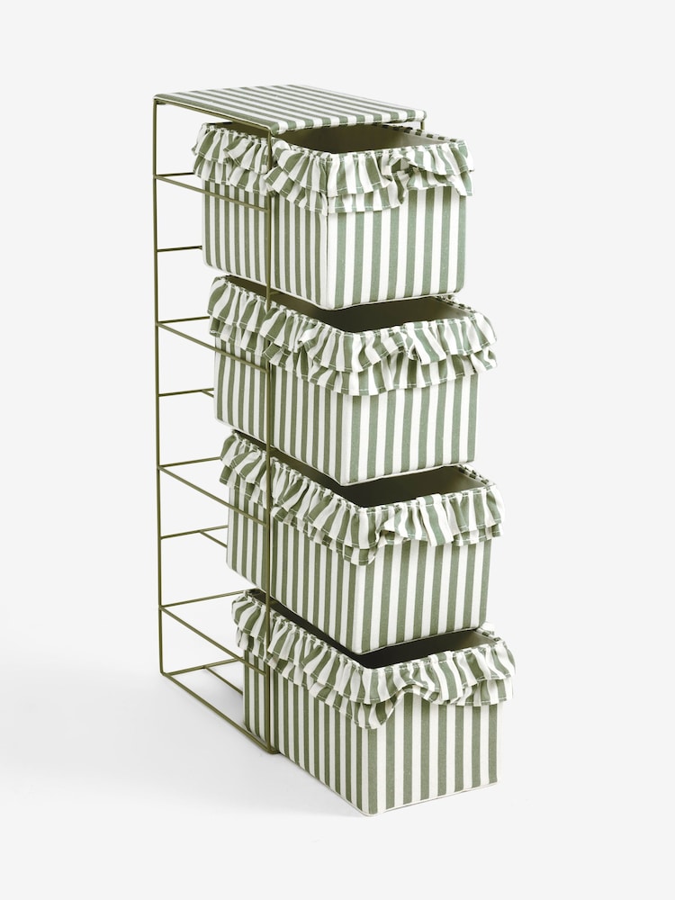 Sage Green Stripe Frill Storage Drawers - Image 5 of 5