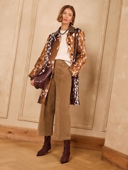 Marron fauve - Love & Roses Wide Crop Faux Suede Trousers - Image 3 de 5