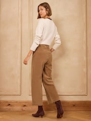 Marron fauve - Love & Roses Wide Crop Faux Suede Trousers - Image 5 de 5
