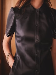 Love & Roses X Binky Cutwork Detail Faux Leather Mini Dress - Obraz 2 z 4