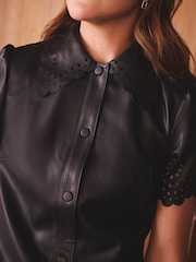 Love & Roses X Binky Cutwork Detail Faux Leather Mini Dress - Obraz 4 z 4