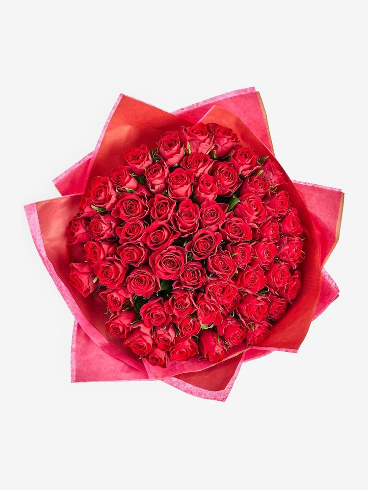 Red Valentine's 60 Roses Fresh Flower Bouquet - Image 4 of 4