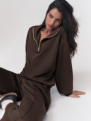OSIA Brown Modal Wide Leg Joggers - Image 4 of 5