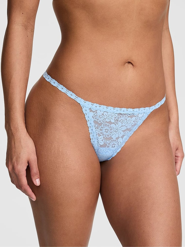 Victoria's Secret Pink Blue Dancer Starfish Diamante G-String Lace Knickers - Image 1 of 2