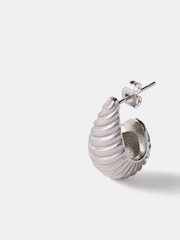 Mint Velvet Silver Tone Stainless Silver Tone Ribbed Curve Earrings - Image 2 of 6