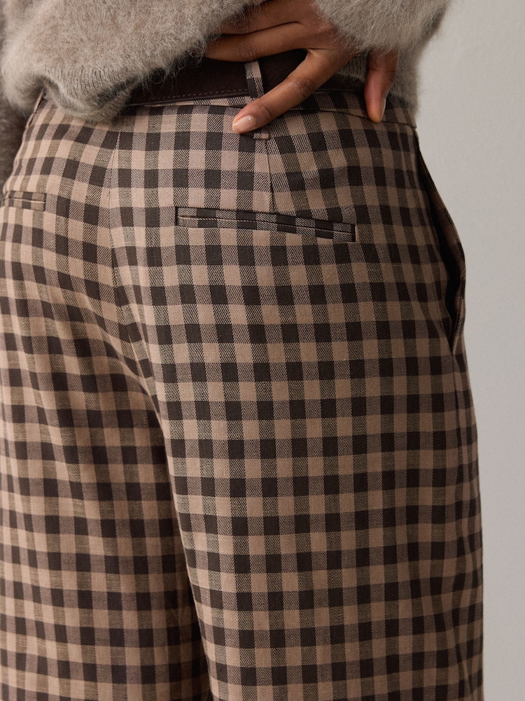 Jigsaw Brown Dale Linen Check Trousers - Image 2 of 5