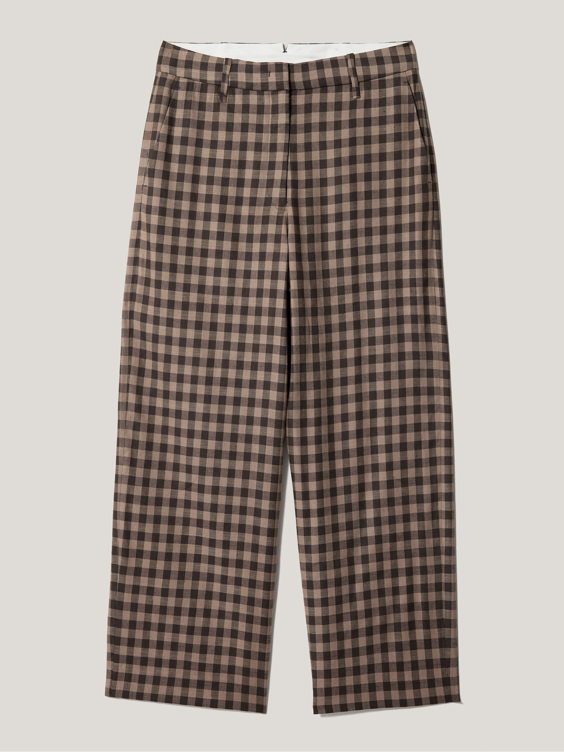 Buy Jigsaw Brown Dale Linen Check Trousers from Next USA