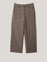 Jigsaw Brown Dale Linen Check Trousers - Image 5 of 5