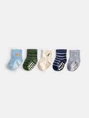 JoJo Maman Bébé Blue & Green Dino 5-Pack Socks - Image 2 of 4