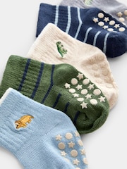 JoJo Maman Bébé Blue & Green Dino 5-Pack Socks - Image 3 of 4