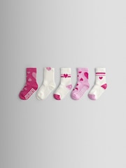 JoJo Maman Bébé Pink 5-Pack Heart Socks - Image 1 of 7