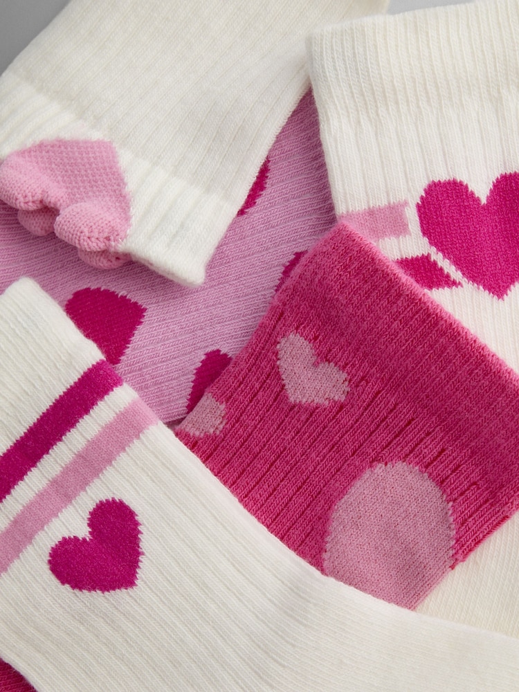 JoJo Maman Bébé Pink 5-Pack Heart Socks - Image 7 of 7