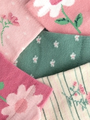 JoJo Maman Bébé Pink Flower 5-Pack Socks - Image 4 of 5