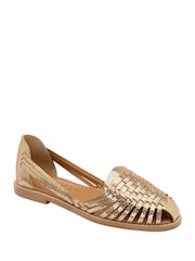 Ravel Gold Interlace Closed Toe Sandalised Leather Shoes - Image 1 of 4