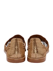 Ravel Gold Interlace Closed Toe Sandalised Leather Shoes - Image 3 of 4