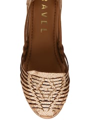 Ravel Gold Interlace Closed Toe Sandalised Leather Shoes - Image 4 of 4