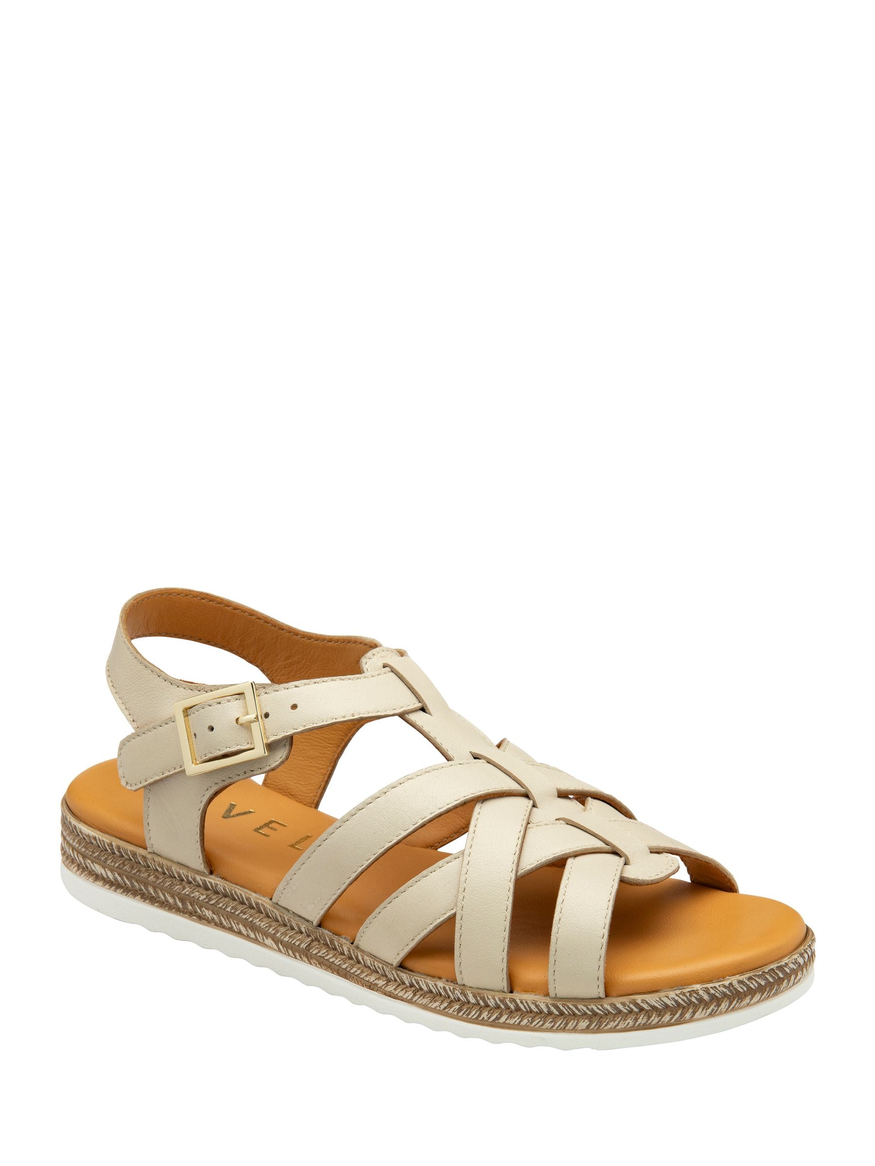 Ravel Women's Cream Strappy Leather Low Wedge Sandals - Image 1