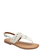 Ravel White Strap Woven Toe Post Leather Sandals - Image 1 of 4