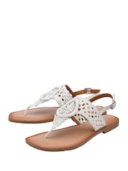 Ravel White Strap Woven Toe Post Leather Sandals - Image 2 of 4