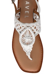 Ravel White Strap Woven Toe Post Leather Sandals - Image 4 of 4