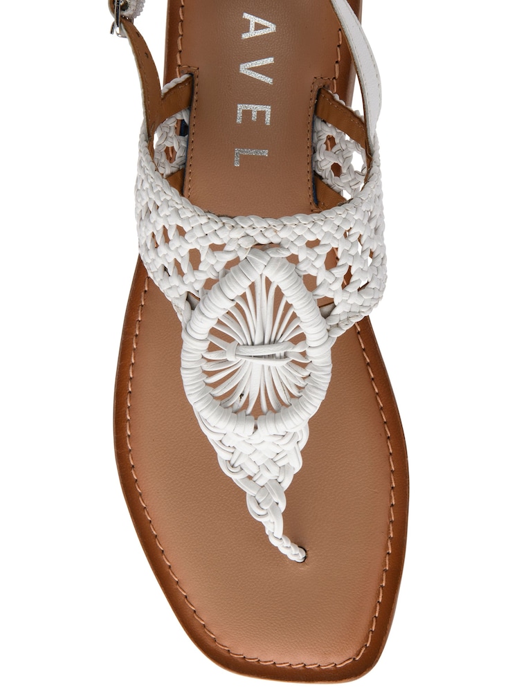 Ravel White Strap Woven Toe Post Leather Sandals - Image 4 of 4 Ravel White Strap Woven Toe Post Leather Sandals - Image 4 of 4
