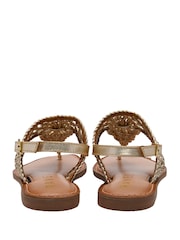 Ravel Gold Strap Woven Toe Post Leather Sandals - Image 3 of 4