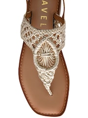 Ravel Gold Strap Woven Toe Post Leather Sandals - Image 4 of 4