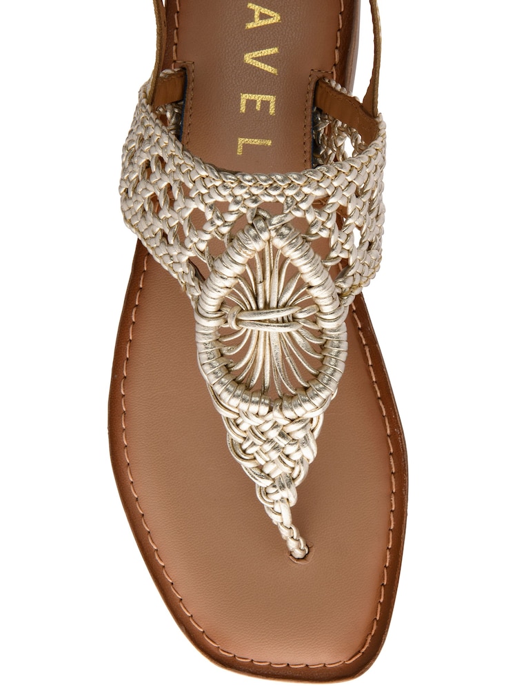 Ravel Gold Strap Woven Toe Post Leather Sandals - Image 4 of 4 Ravel Gold Strap Woven Toe Post Leather Sandals - Image 4 of 4