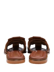 Ravel Brown Cross Over Leather Mule Sandals - Image 3 of 4