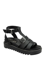 Ravel Black Low Wedge Fisherman Sandals - Image 1 of 4