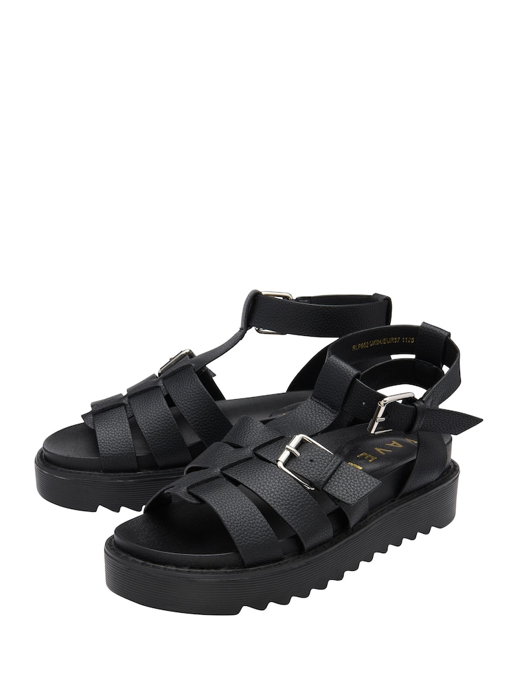 Ravel Black Low Wedge Fisherman Sandals - Image 2 of 4 Ravel Black Low Wedge Fisherman Sandals - Image 2 of 4