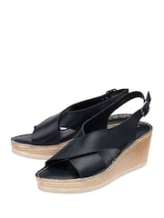 Schwarz - Ravel überkreuzte Ledersandalen mit Keilabsatz - Bild 2 von 4