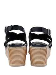 Schwarz - Ravel überkreuzte Ledersandalen mit Keilabsatz - Bild 3 von 4