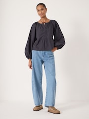 Hush Blue Beck Cotton Peplum Blouse - Image 3 of 5