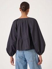 Hush Blue Beck Cotton Peplum Blouse - Image 4 of 5