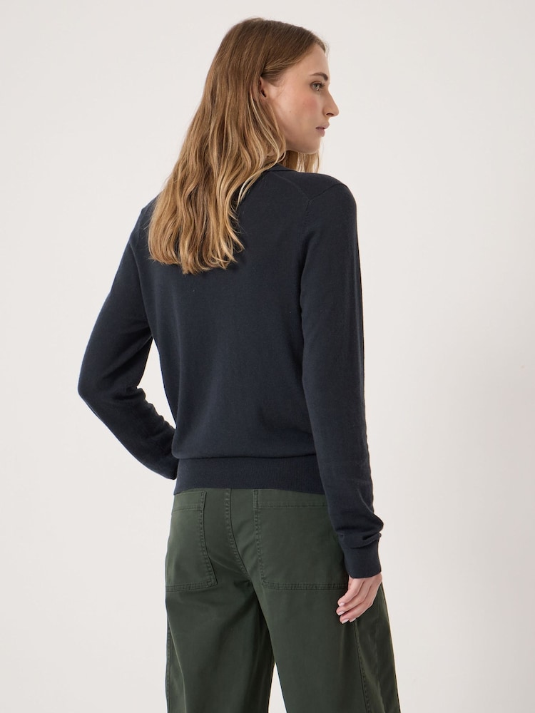 Hush Blue Merino Long Sleeve Polo Shirt - Image 2 of 5