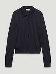 Hush Blue Merino Long Sleeve Polo Shirt - Image 5 of 5