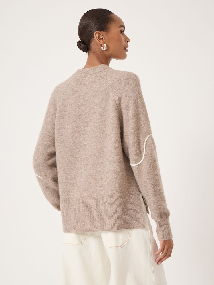 Hush Natural Wool Blend Crew Neck Jumper with Flower Motif - Image 2 of 5 Hush Natural Wool Blend Crew Neck Jumper with Flower Motif - Image 2 of 5