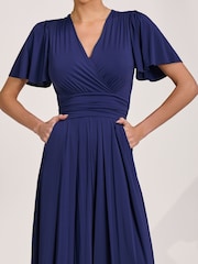 Jolie Moi Blue Jersey Angel Sleeve Maxi Dress - Image 6 of 6