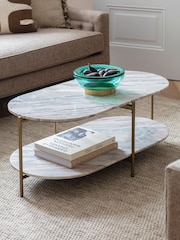 Libra Interiors White Brown Grey Toronto Marble Top and Base Coffee Table - Image 1 of 6