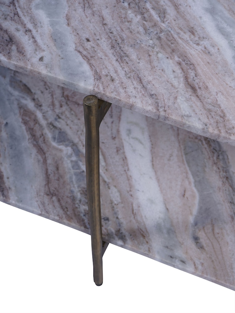 Libra Interiors White Brown Grey Toronto Marble Top and Base Coffee Table - Image 2 of 6