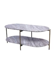 Libra Interiors White Brown Grey Toronto Marble Top and Base Coffee Table - Image 4 of 6