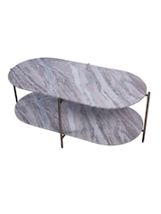 Libra Interiors White Brown Grey Toronto Marble Top and Base Coffee Table - Image 5 of 6